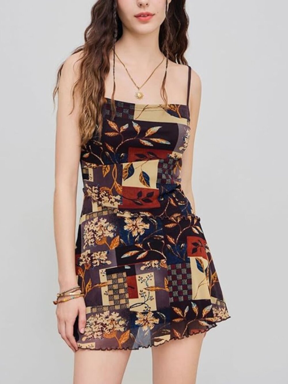 Cider Multi-Printed Lined Brown Mini Dress Size 3XL